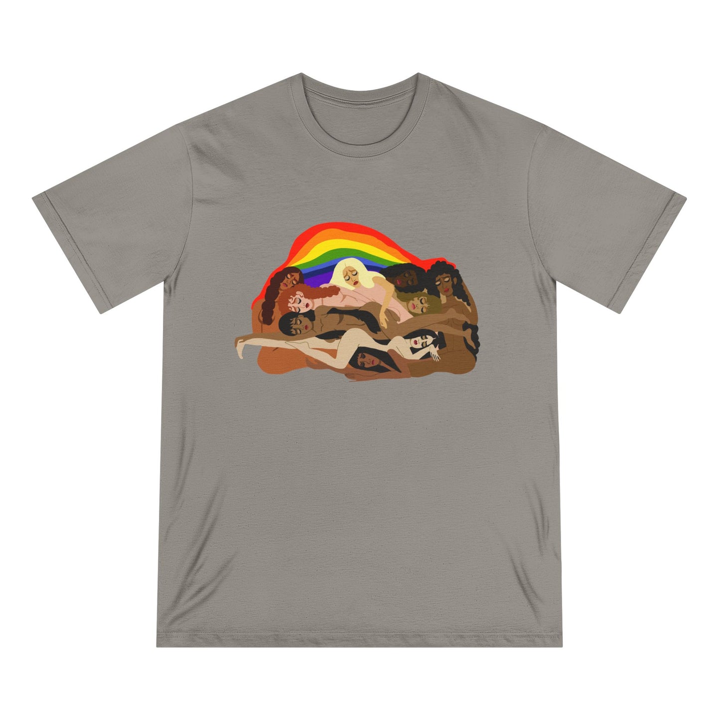 Organic Staple T-Shirt — Earth Love Graphic Tee with Rainbow & 'We're In It' Back Print