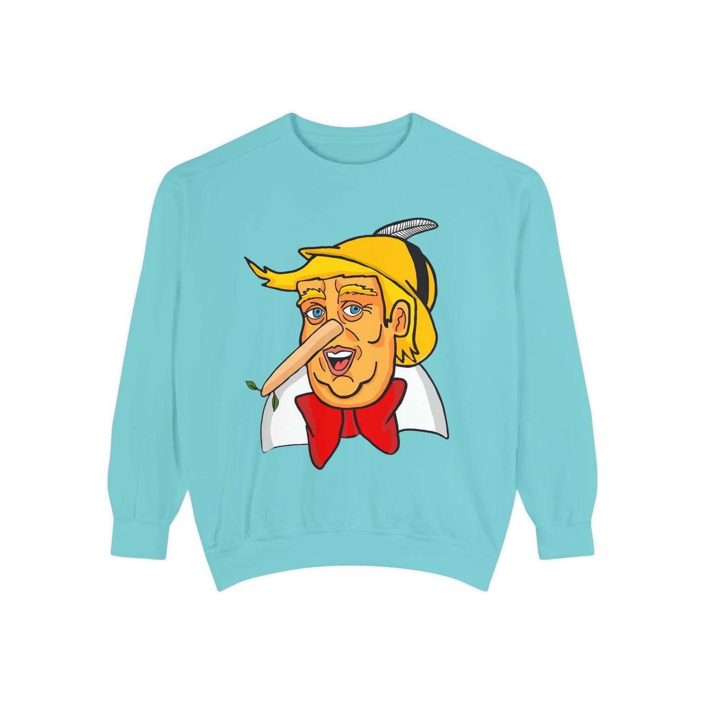 Pinocchio Trump Face Sweatshirt — 'Fixing the Planet' Earth Graphic Pullover