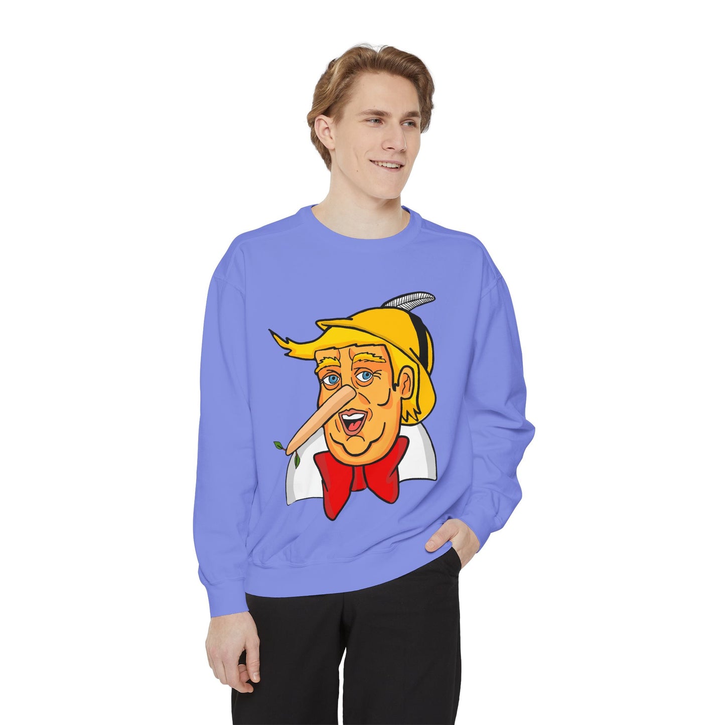 Pinocchio Trump Face Sweatshirt — 'Fixing the Planet' Earth Graphic Pullover