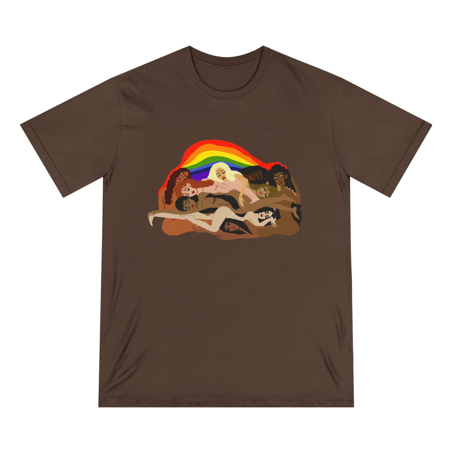 Organic Staple T-Shirt — Earth Love Graphic Tee with Rainbow & 'We're In It' Back Print