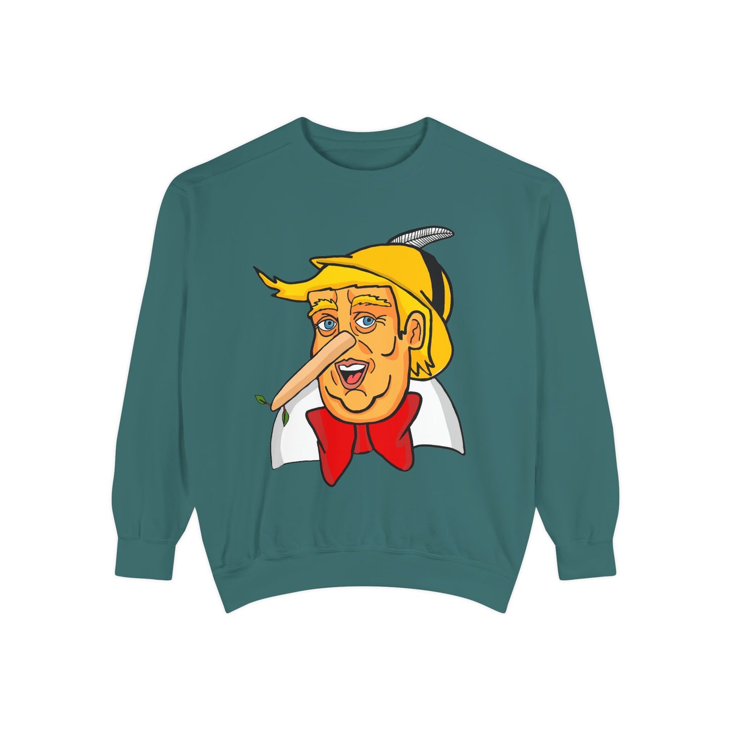 Pinocchio Trump Face Sweatshirt — 'Fixing the Planet' Earth Graphic Pullover