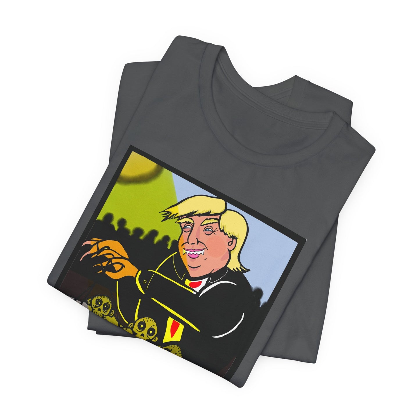 Political Satire T‑Shirt — 'Wisdom Brings' Back Print with Puppetmaster Design