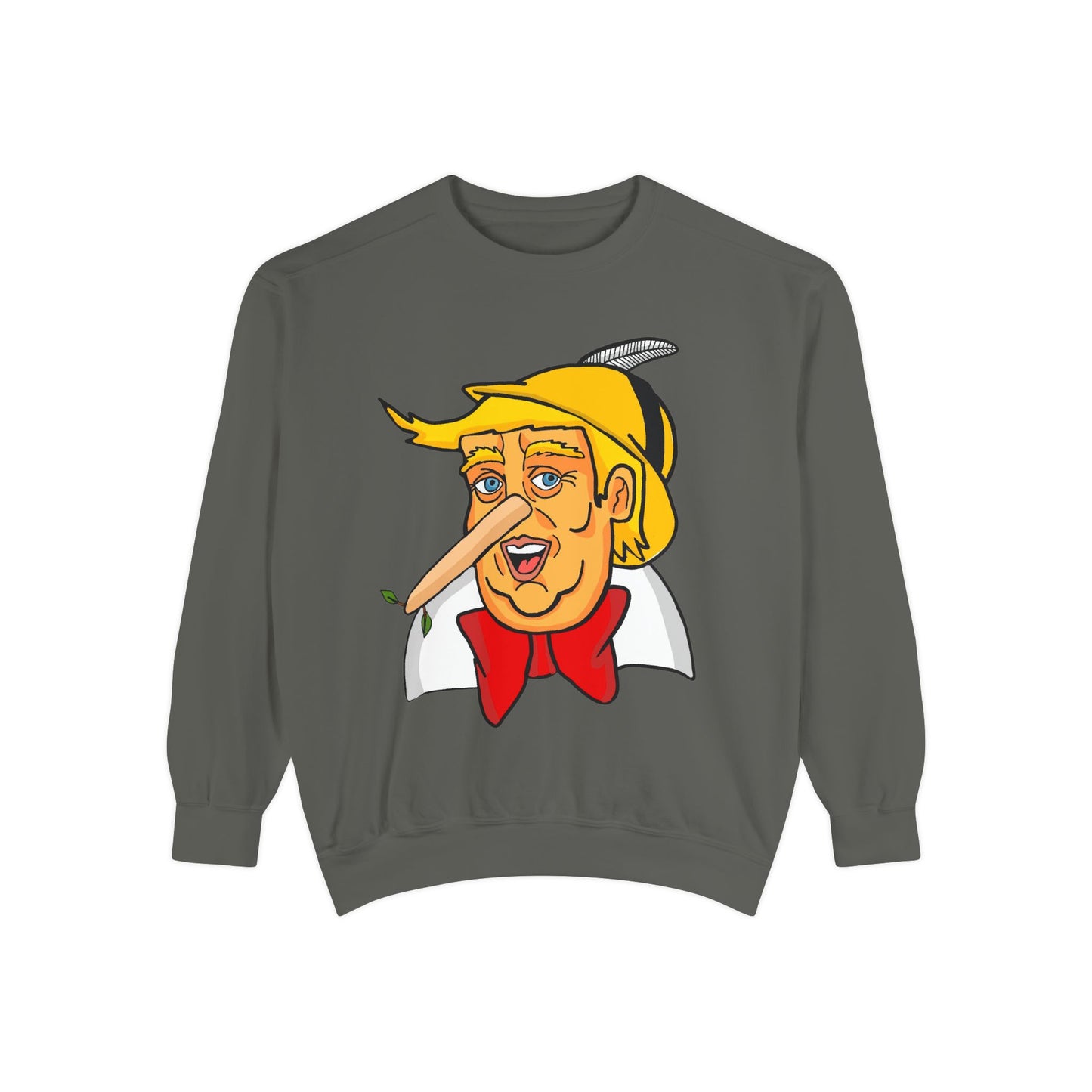 Pinocchio Trump Face Sweatshirt — 'Fixing the Planet' Earth Graphic Pullover