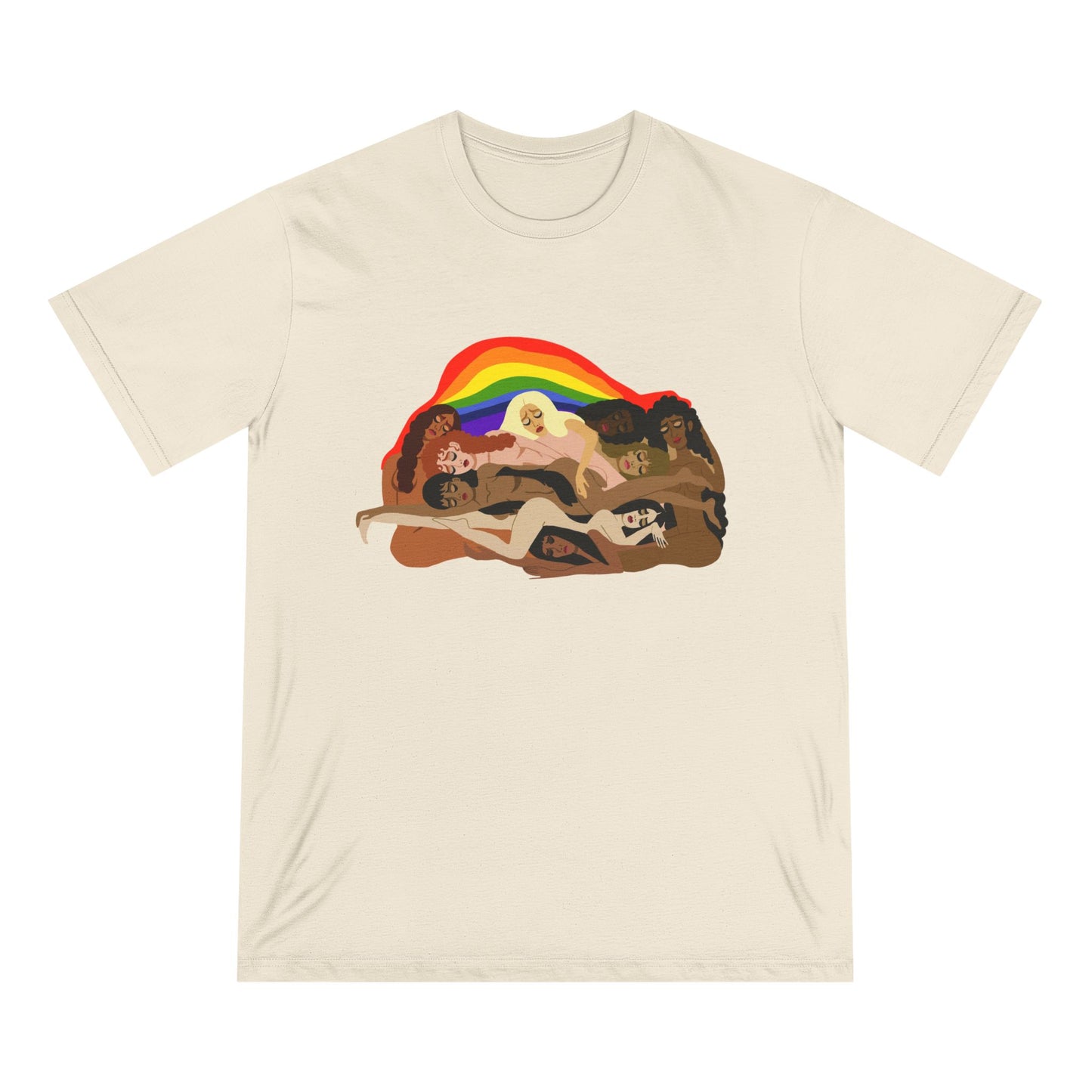 Organic Staple T-Shirt — Earth Love Graphic Tee with Rainbow & 'We're In It' Back Print