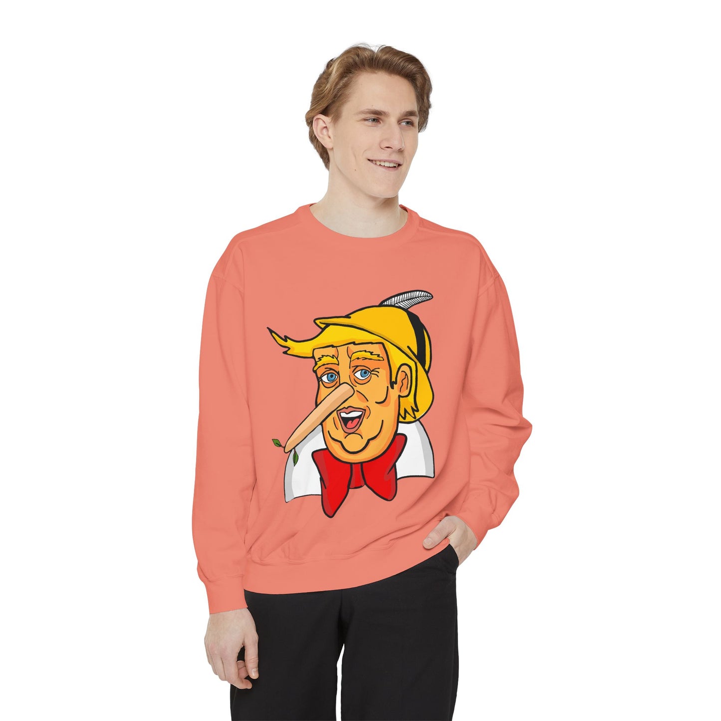 Pinocchio Trump Face Sweatshirt — 'Fixing the Planet' Earth Graphic Pullover