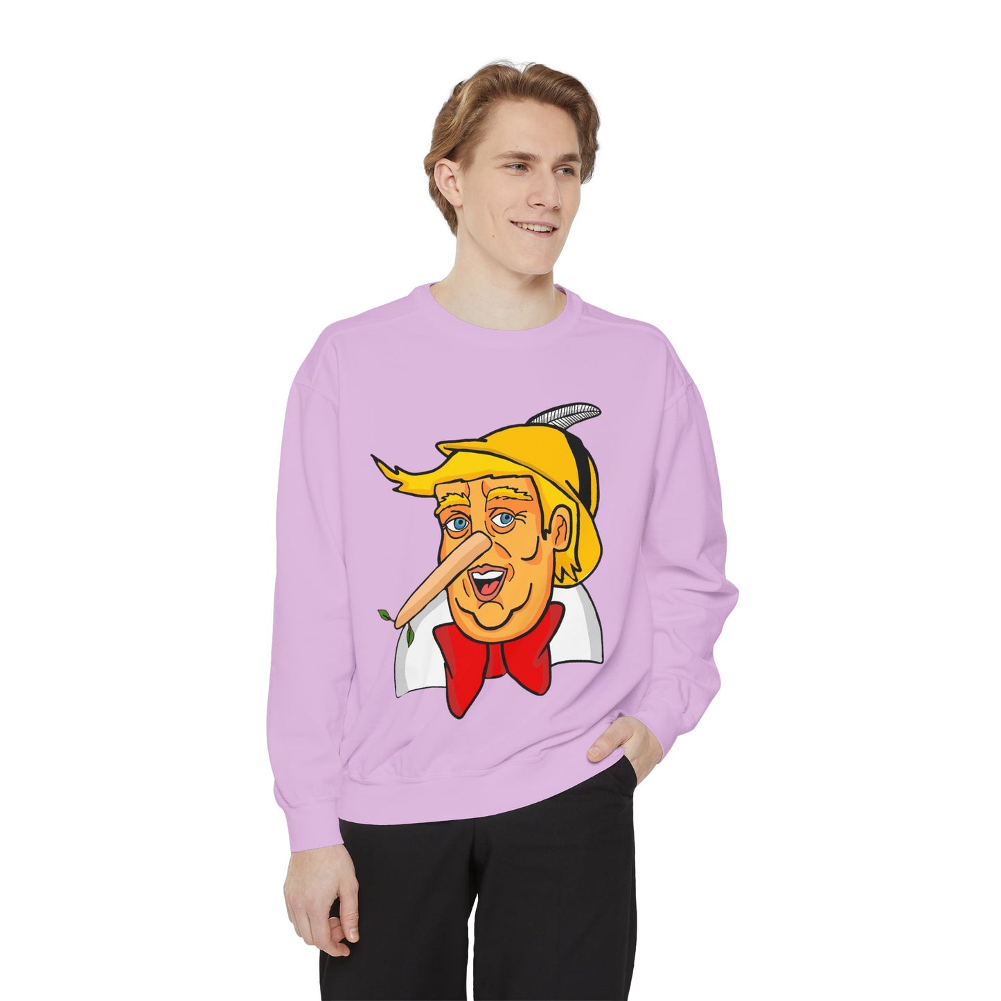 Pinocchio Trump Face Sweatshirt — 'Fixing the Planet' Earth Graphic Pullover