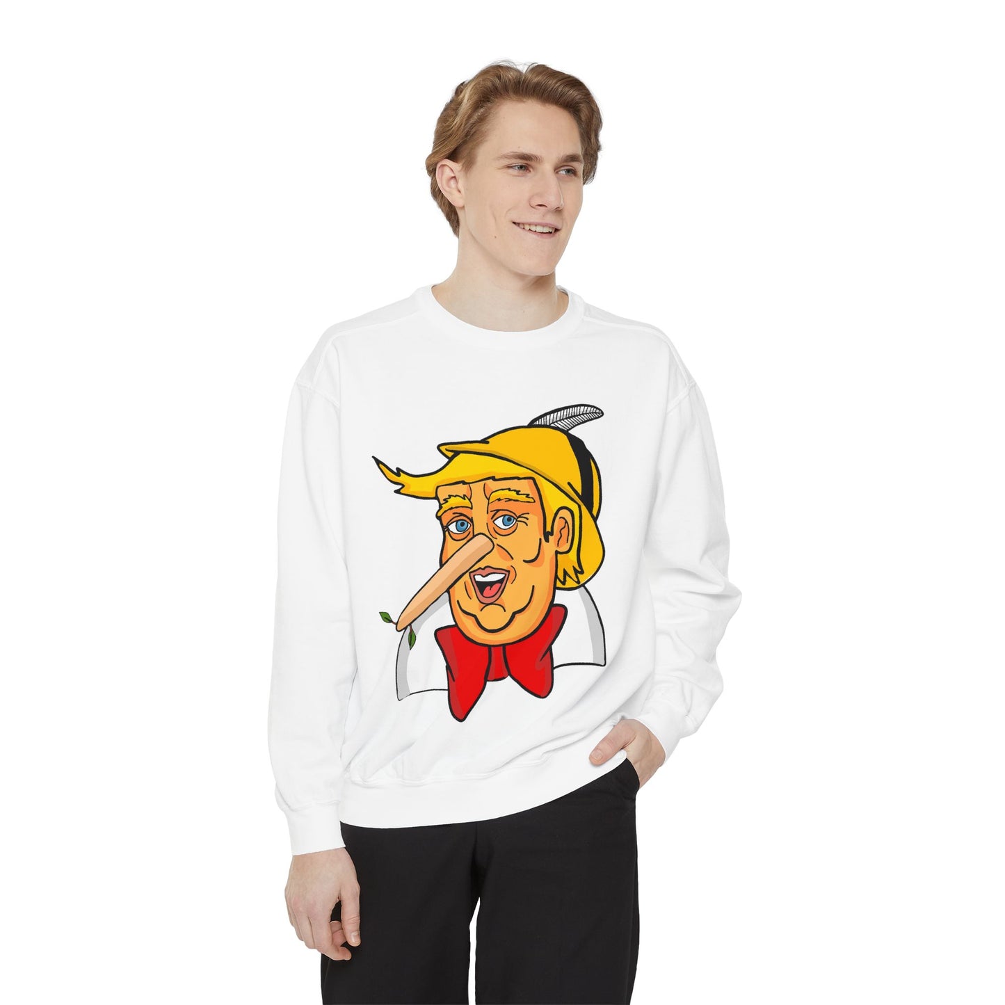 Pinocchio Trump Face Sweatshirt — 'Fixing the Planet' Earth Graphic Pullover