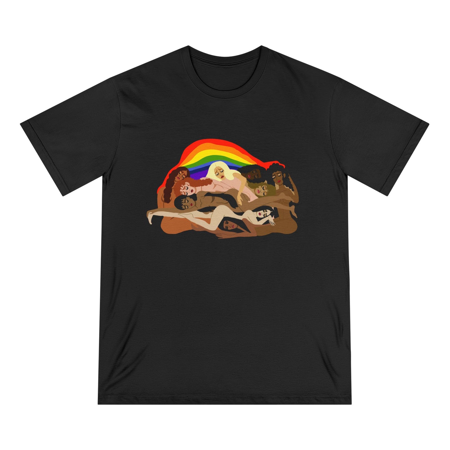 Organic Staple T-Shirt — Earth Love Graphic Tee with Rainbow & 'We're In It' Back Print