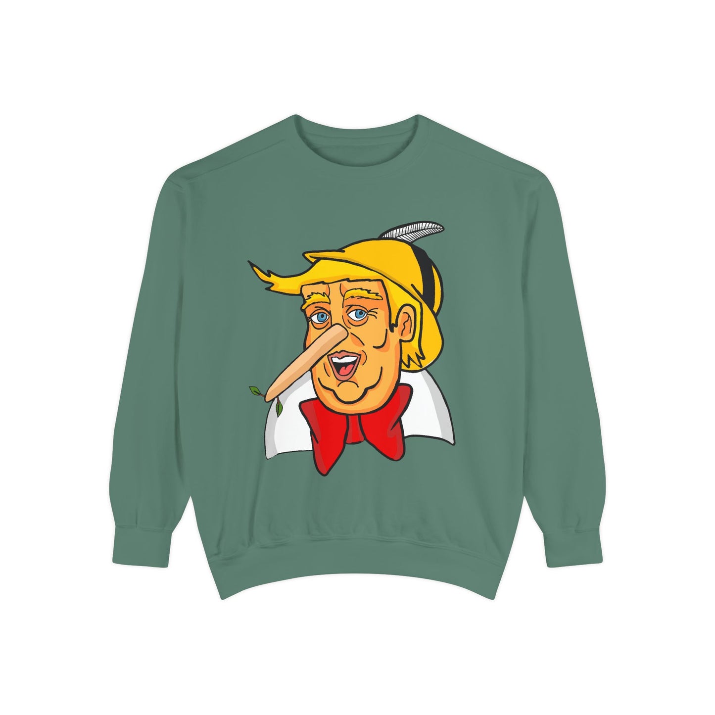 Pinocchio Trump Face Sweatshirt — 'Fixing the Planet' Earth Graphic Pullover