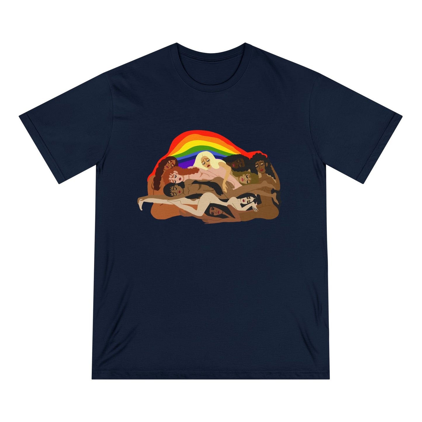 Organic Staple T-Shirt — Earth Love Graphic Tee with Rainbow & 'We're In It' Back Print