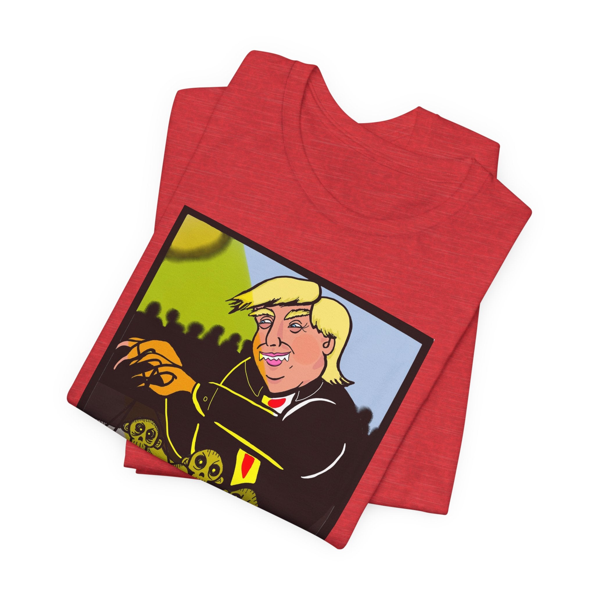Political Satire T‑Shirt — 'Wisdom Brings' Back Print with Puppetmaster Design