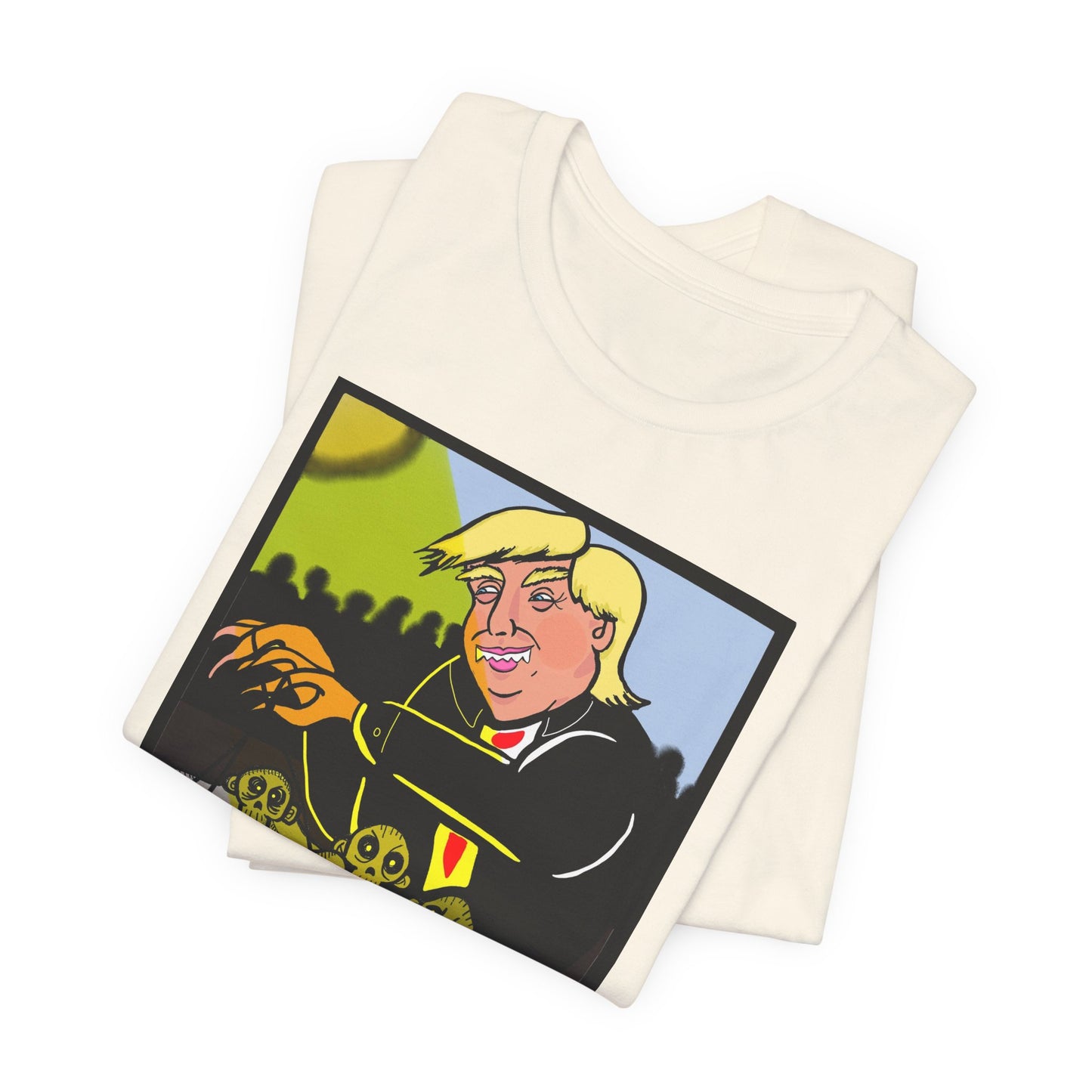 Political Satire T‑Shirt — 'Wisdom Brings' Back Print with Puppetmaster Design