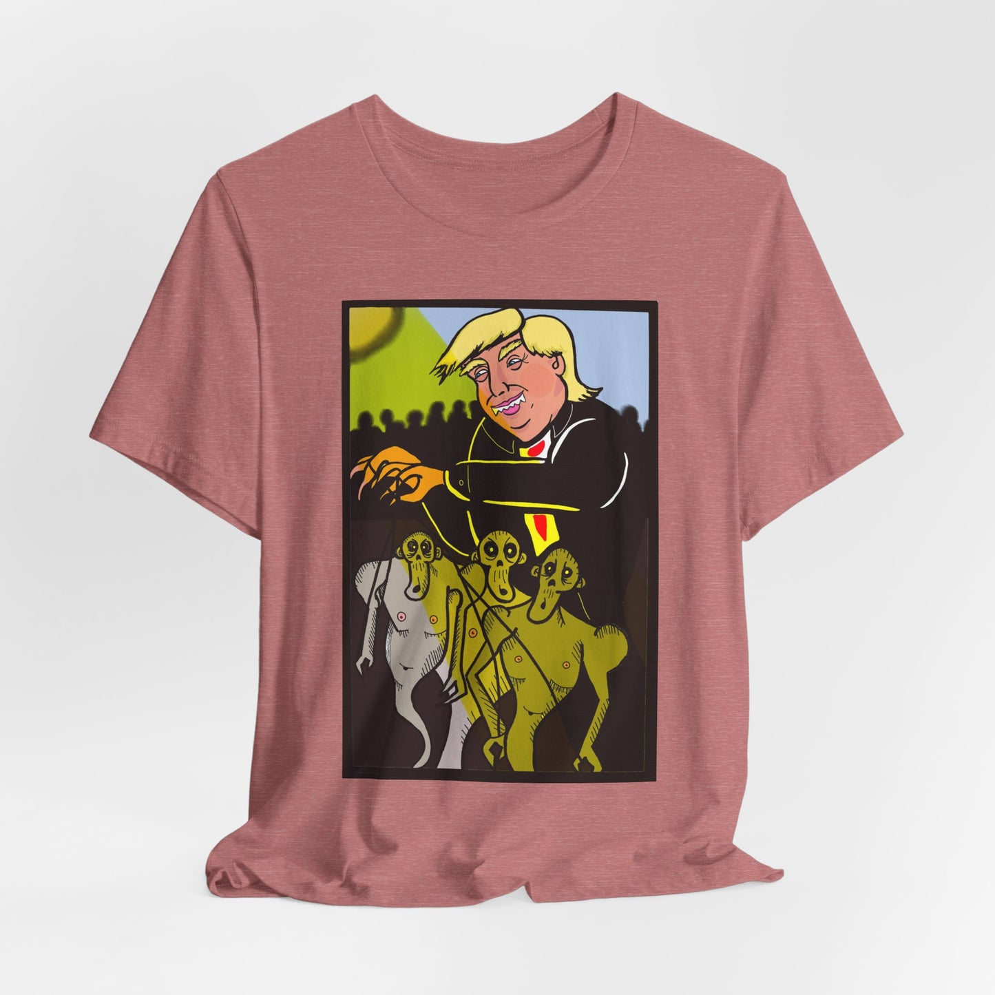 Political Satire T‑Shirt — 'Wisdom Brings' Back Print with Puppetmaster Design