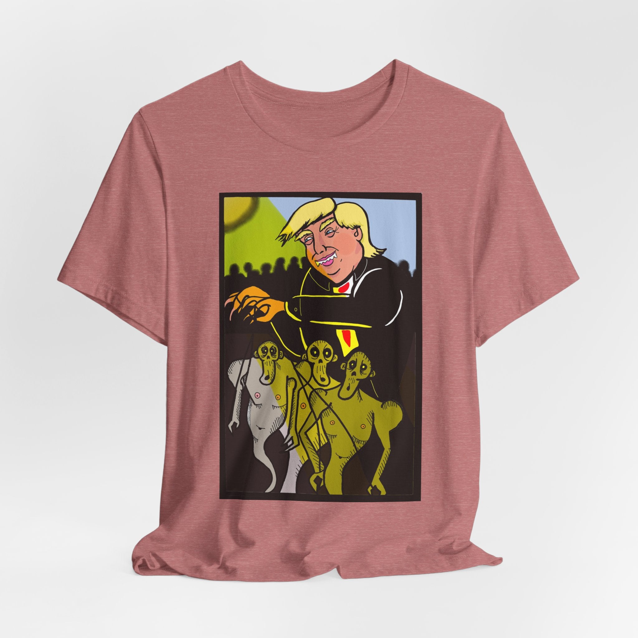 Political Satire T‑Shirt — 'Wisdom Brings' Back Print with Puppetmaster Design