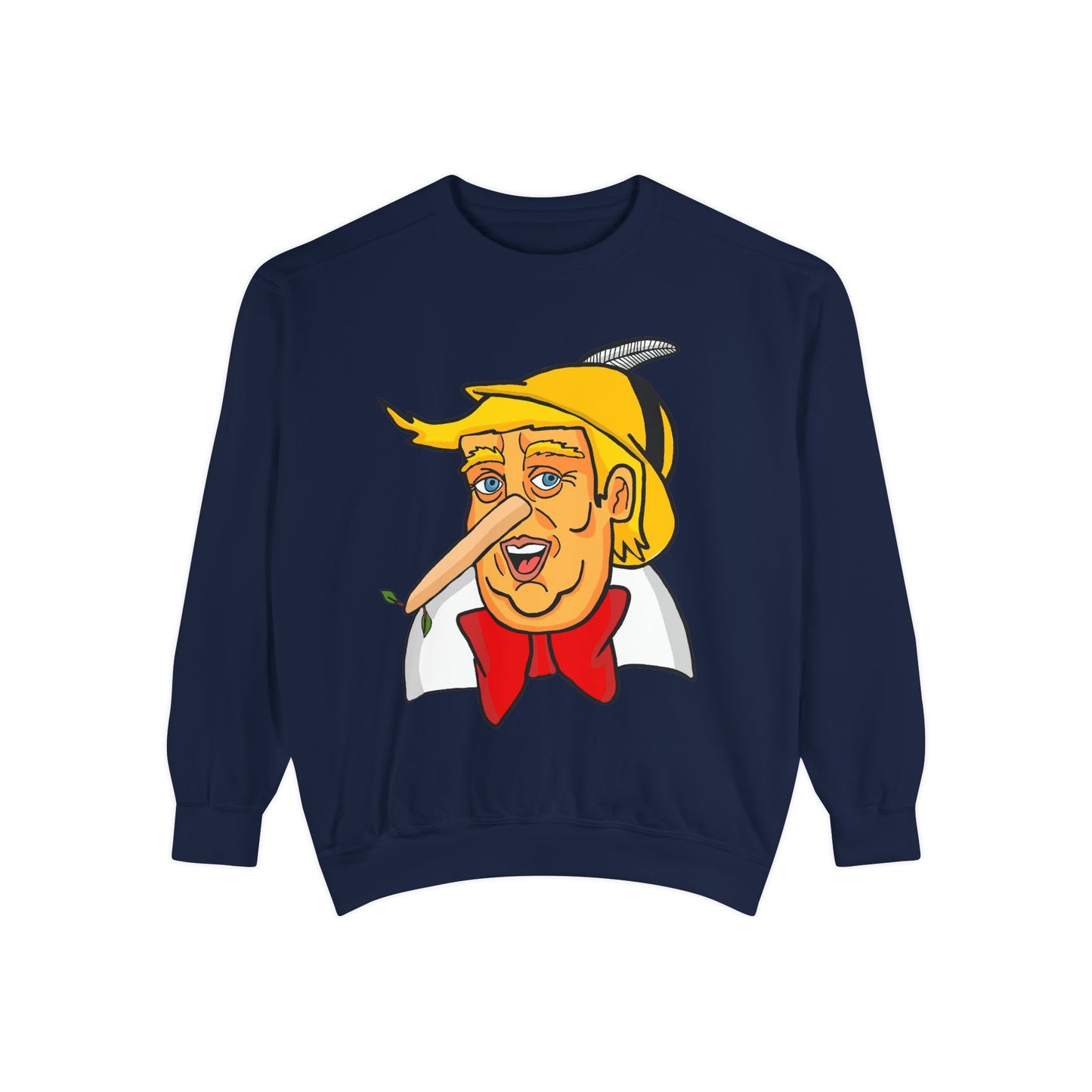 Pinocchio Trump Face Sweatshirt — 'Fixing the Planet' Earth Graphic Pullover