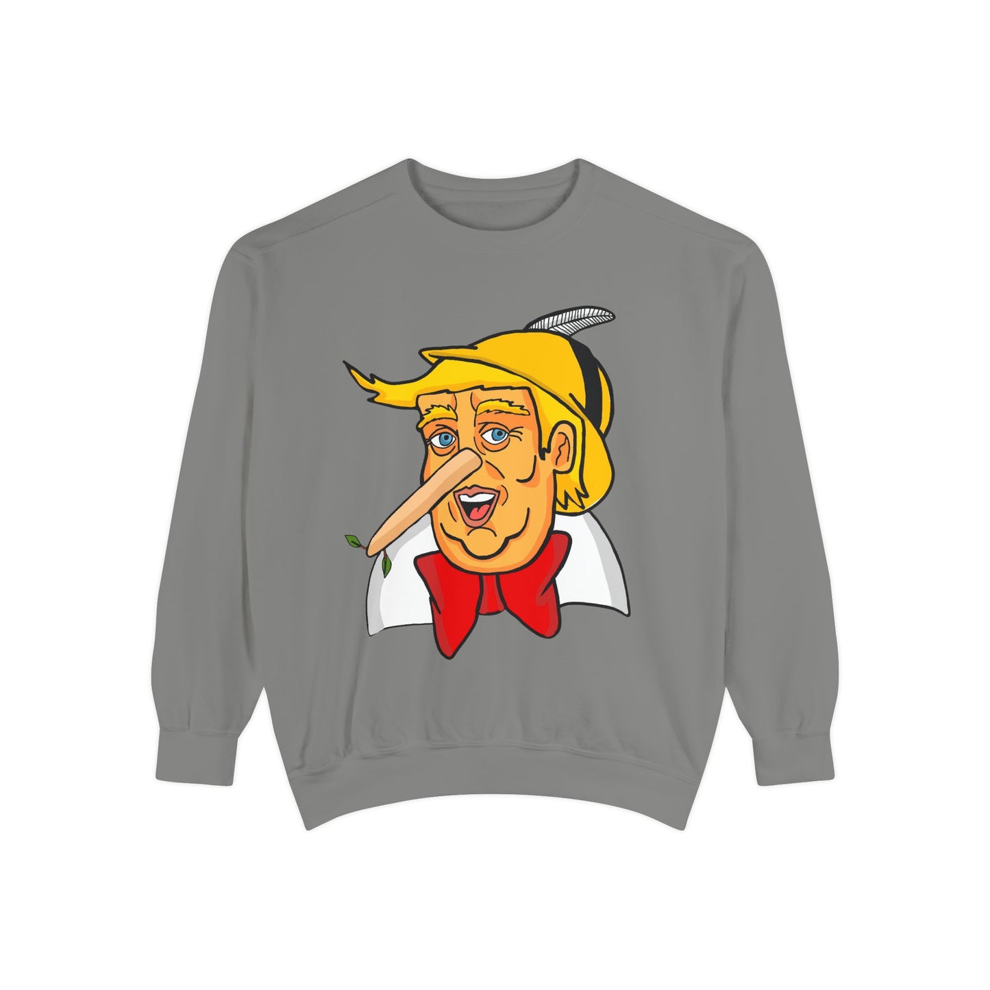 Pinocchio Trump Face Sweatshirt — 'Fixing the Planet' Earth Graphic Pullover