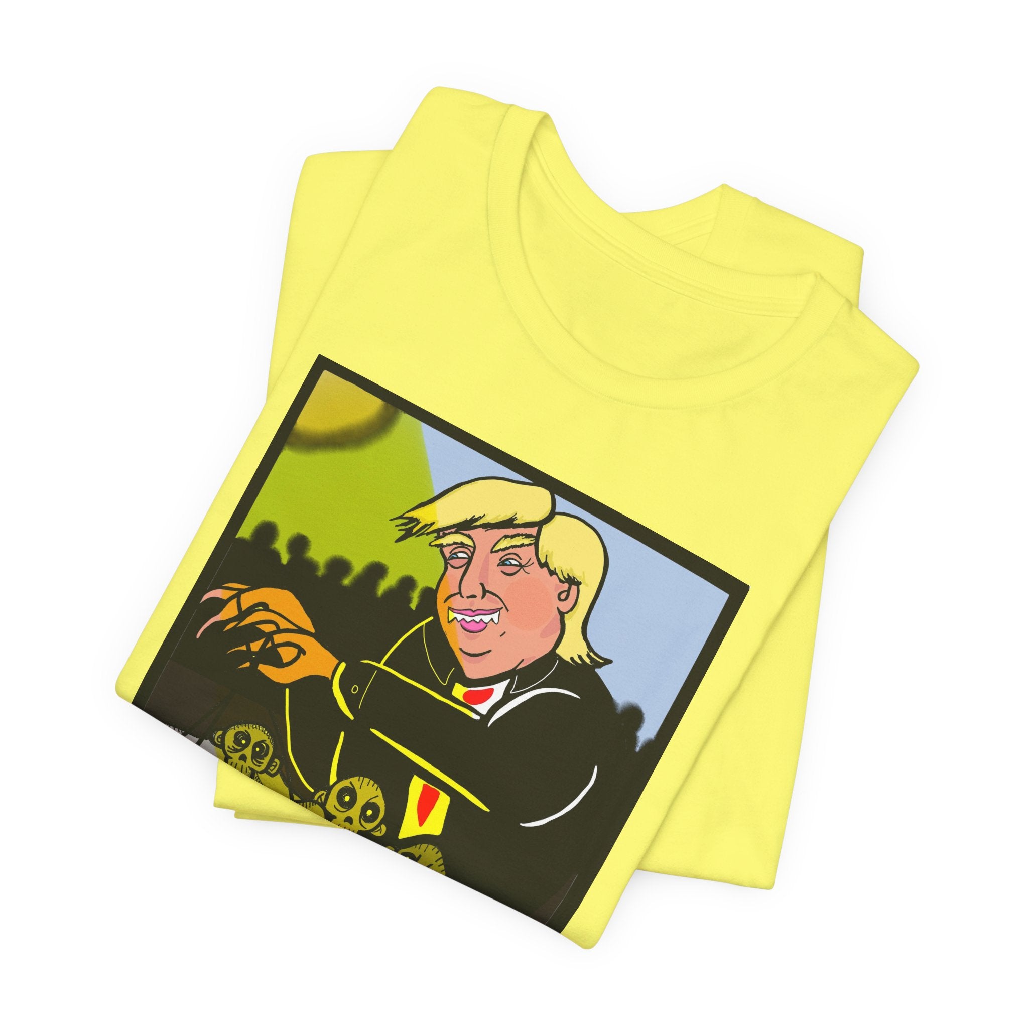 Political Satire T‑Shirt — 'Wisdom Brings' Back Print with Puppetmaster Design