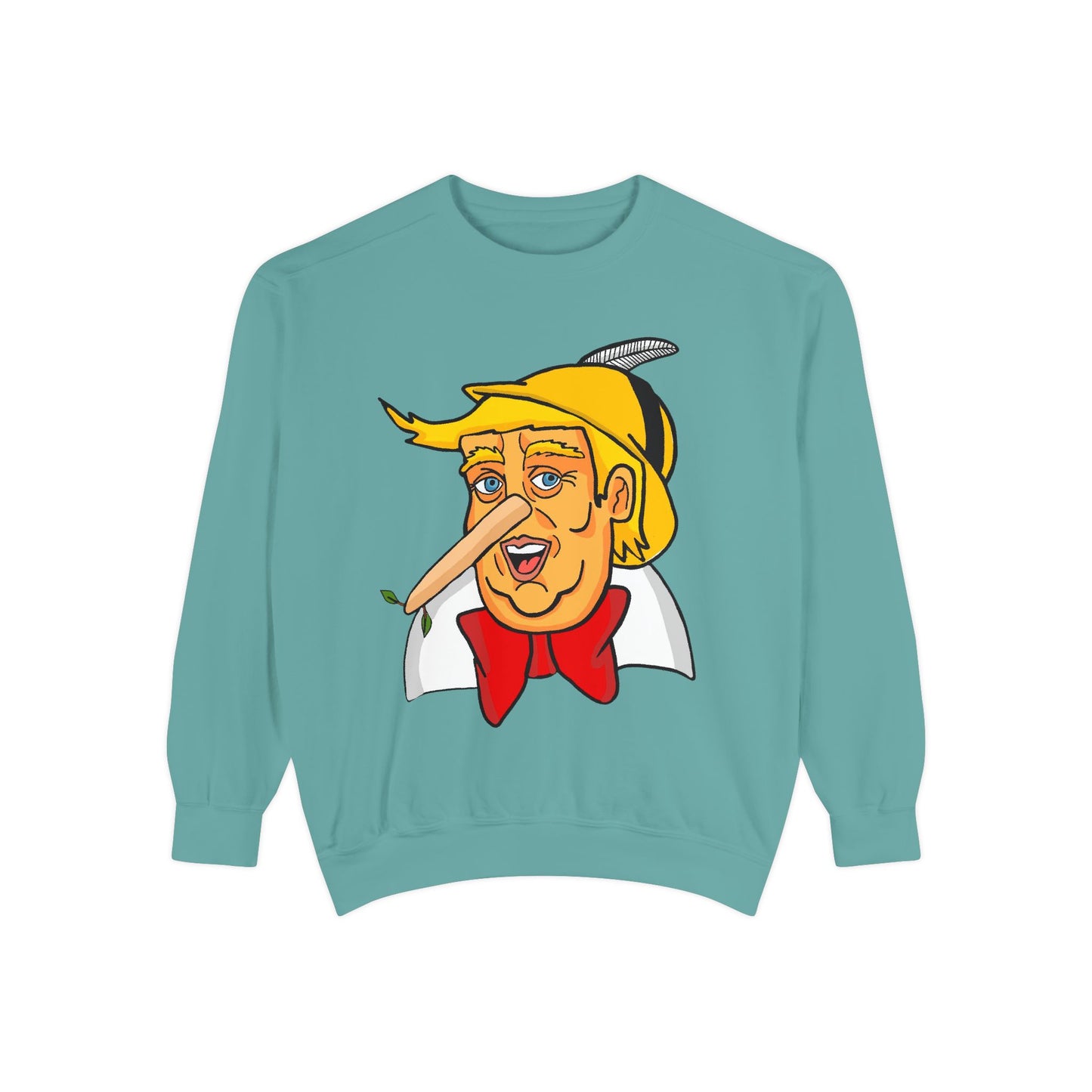 Pinocchio Trump Face Sweatshirt — 'Fixing the Planet' Earth Graphic Pullover