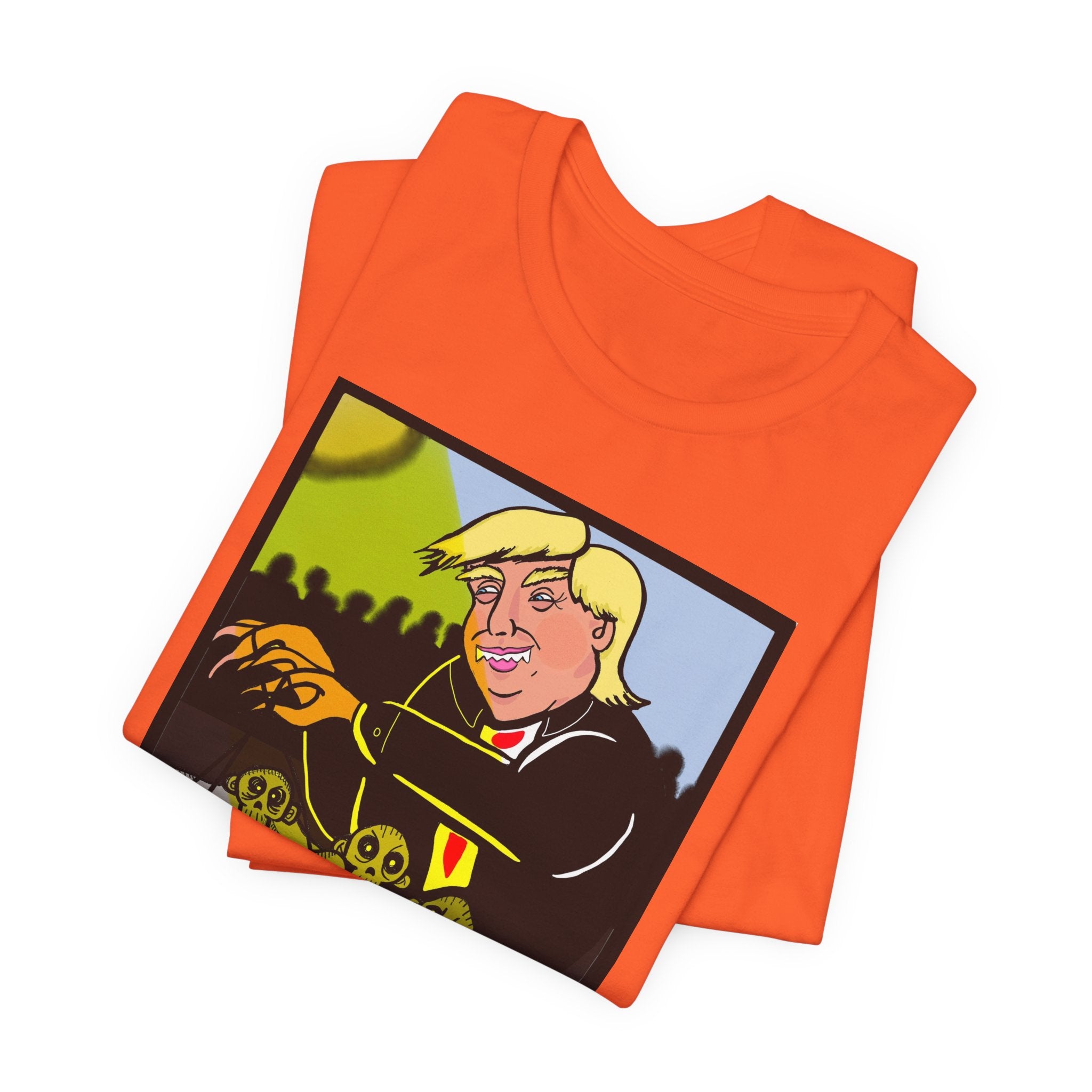 Political Satire T‑Shirt — 'Wisdom Brings' Back Print with Puppetmaster Design