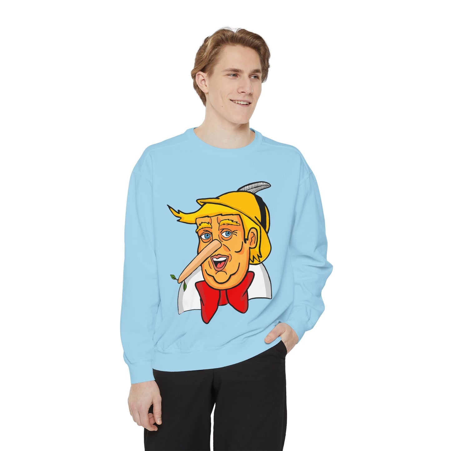 Pinocchio Trump Face Sweatshirt — 'Fixing the Planet' Earth Graphic Pullover