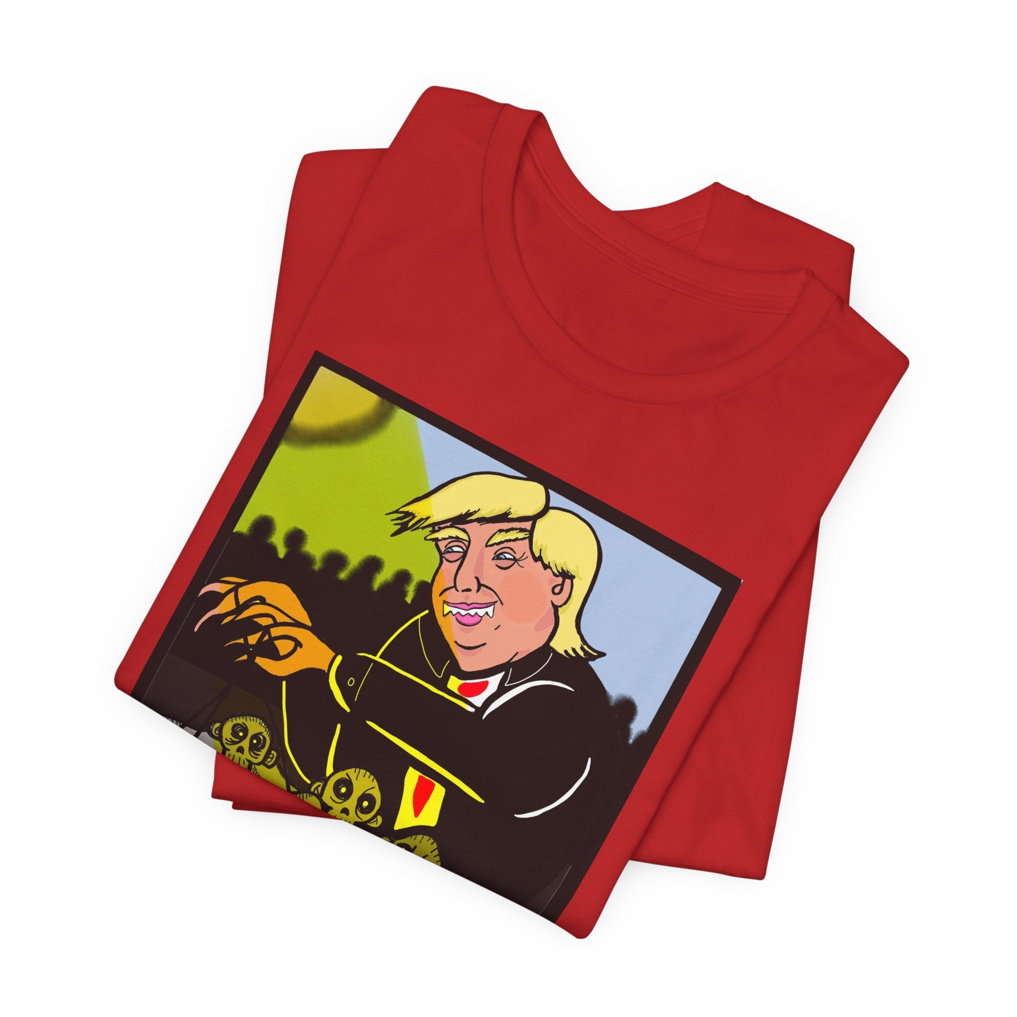 Political Satire T‑Shirt — 'Wisdom Brings' Back Print with Puppetmaster Design