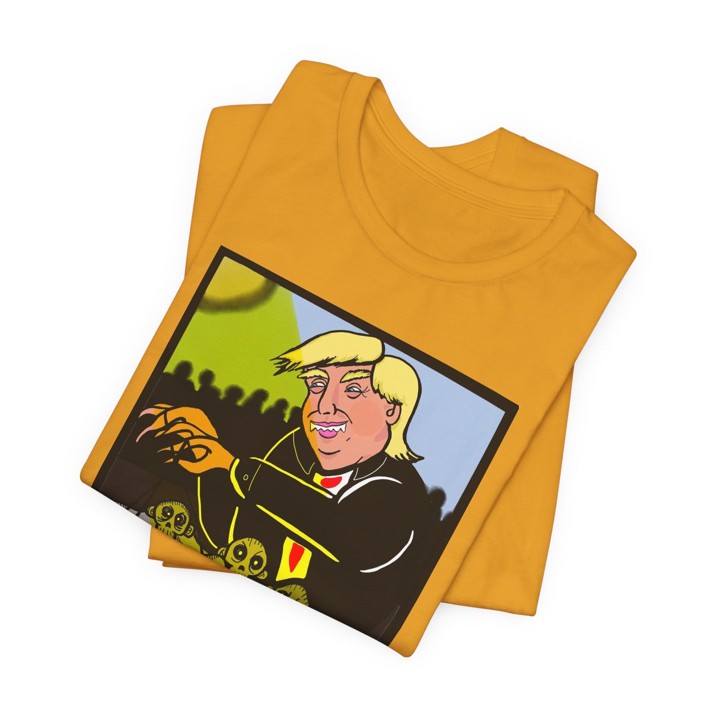 Political Satire T‑Shirt — 'Wisdom Brings' Back Print with Puppetmaster Design